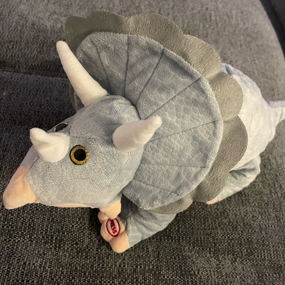 Gray Triceratops Plush Toy